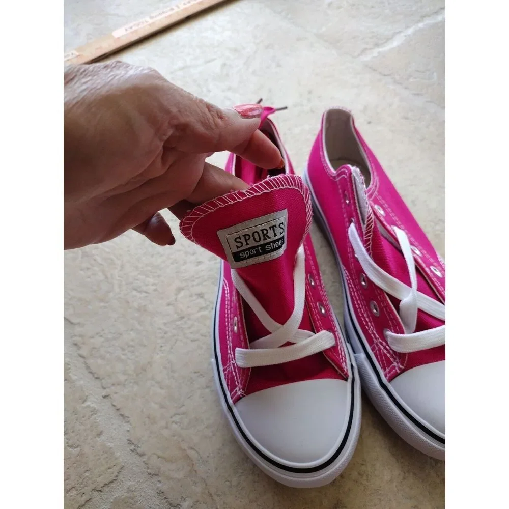 Sports Shoes Kids 8 Fuchsia White Classic Low Top Sneakers‎ Canvas School Skate